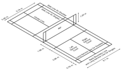 Badminton court, isometric view