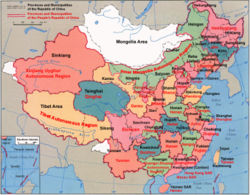 Map comparing political divisions as drawn by the ROC and PRC.