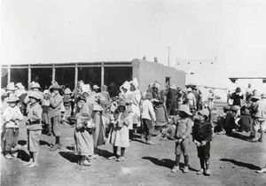 Boer women and children in a concentration camp during the Second Boer War (1899-1902). 