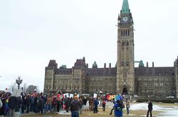 The "March of Hearts" rally for same-sex marriage equality under the Charter in 2004.