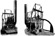 Richard Trevithick's No. 14 Engine, built by Hazeldine and Co., Bridgnorth, about 1804. This was a single-acting, stationary high pressure engine that operated at a working pressure of 50 psi (350 kPa).