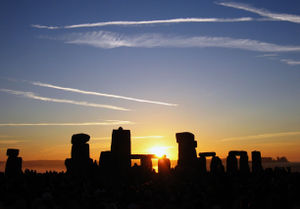 The sun rising over Stonehenge on the Summer solstice 2005 (21 June).