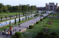 Walkways beside reflecting pool