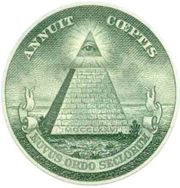 The Eye in the Pyramid as represented by The Great Seal of the United States on a dollar bill