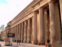 The main entrance of the Beaux arts style Union Station built in 1927.