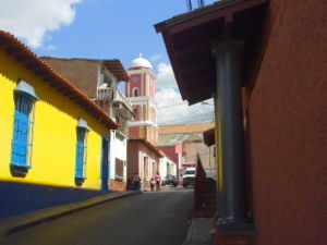 A narrow street in the colonial town of Petare