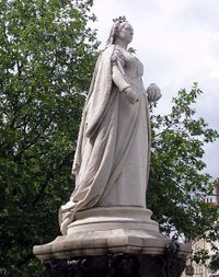 A statue of Queen Victoria stands in the city centre of Bristol, England