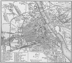 Map of Warsaw from the 1888 edition of the Meyers Konversations-Lexikon