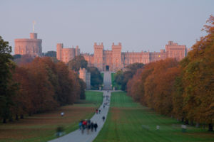 Windsor castle. A thousand year old fortress transformed to a royal palace. This well known silhouette of a seemingly medieval castle was not created, however, until the 1820s by Jeffry Wyatville