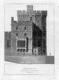 Wyatville's  drawing showing the intended changes to the Prince of Wales Tower at Windsor castle.