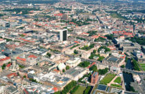 Aerial view of central Berlin, showing Unter den Linden