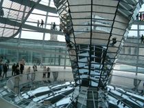 People walking inside the Reichstag glass dome