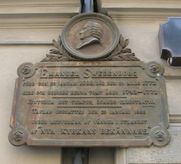 Memorial plaque at the former location of Emanuel Swedenborg's house at Hornsgatan on Södermalm, Stockholm.