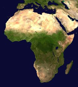 A composite satellite image of Africa.