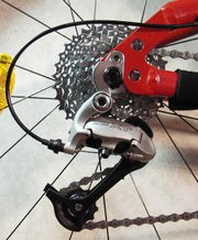 Shimano XT rear derailleur on a mountain bike