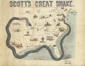 1861 cartoon of Scott's "Anaconda Plan"