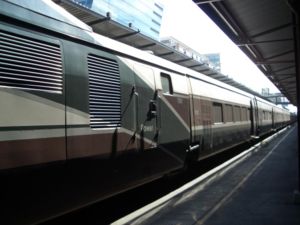 Amtrak Cascades service with tilting Talgo trainsets in Seattle, Washington