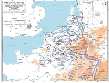 The disposition of forces and the 1940 campaign in France and the Low countries.