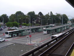 AC Transit bus stop at Bay Fair Station