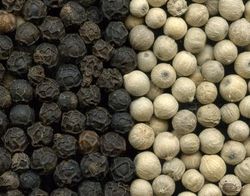 Black and white peppercorns