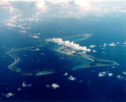 Overhead view of Diego Garcia,looking south