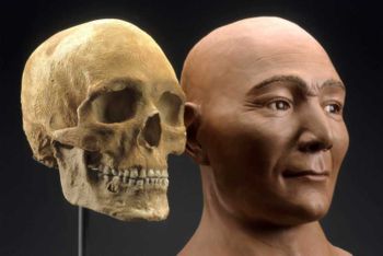 Facial reconstruction of The Spirit Cave Man, one of very few complete skeletons found in the United States over 8,000 years old.