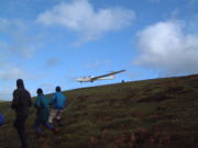 A bungee launch at the Long Mynd by the Midland Gliding Club