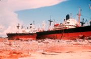 Ships beached in Gulfport, Mississippi