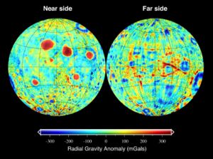 Radial gravitational anomaly at the surface of the Moon.