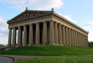 The Parthenon in Nashville's Centennial Park is a full-scale reconstruction of the original Greek Parthenon.