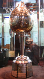 Hart Memorial Trophy on display at the Hockey Hall of Fame