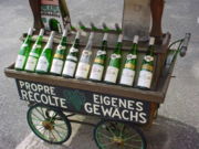 A cart in Alsace selling estate grown Rieslings.