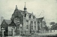 Eld Hall and Library from the front of school.