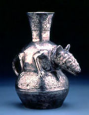 An Andean bronze bottle made by Chimú artisans from circa 1300 A.D.