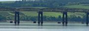 A closeup of the central section of the second Tay Bridge