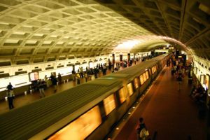 The upper level platforms at Metro Center.