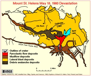 Map showing 1980 eruption deposits.