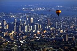 A view of the Baltimore skyline from above.