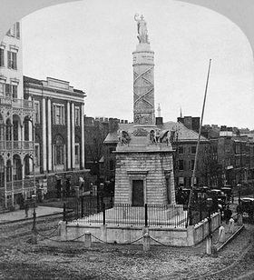 Battle Monument with Washington Monument in background