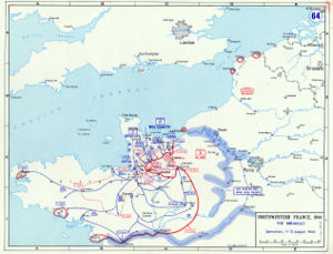 Map showing the breakout from the Normandy bridgehead.