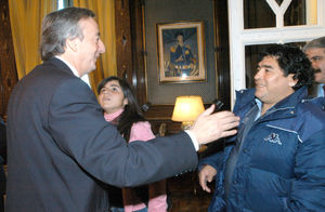 Maradona with the Argentinian president Néstor Kirchner