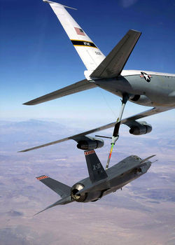 X-35A being refuelled in-flight by a KC-135 Stratotanker