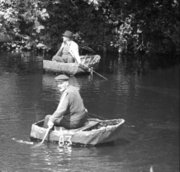 Coracles on the River Teifi, Wales 1972.