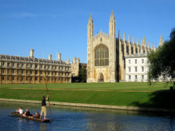 Clare College (left) and King’s College Chapel (centre), seen from The Backs