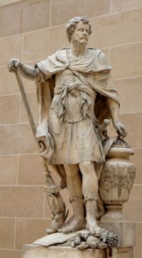 Hannibal counting the rings of the Roman knights killed during the battle, statue by Sébastien Slodzt, 1704, Louvre