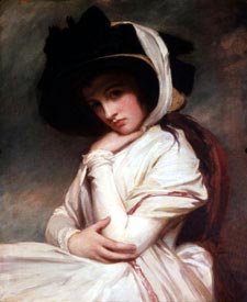 Emma Hamilton, in a portrait by George Romney, at the height of her beauty in the 1780s