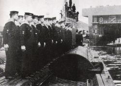 Submarine I-8 in Brest, France in 1943.