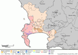 Geographical distribution of home languages in Cape Town