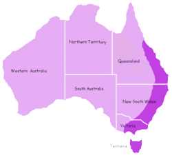 Platypus range (indicated by darker shading)