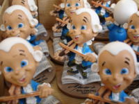 Mozart merchandise on sale at an outside market stall in Residenz Square in Salzburg